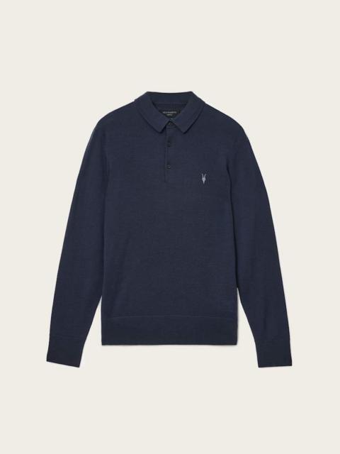 ALLSAINTS MODE MERINO LONG SLEEVE RAMSKULL POLO SHIRT