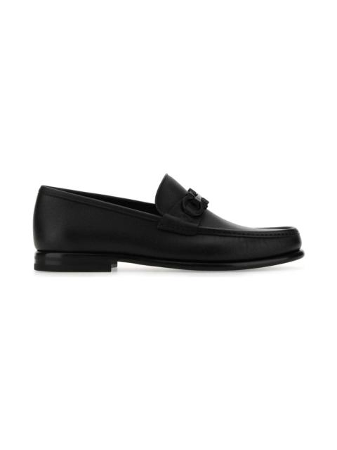 FERRAGAMO Black Leather Loafers