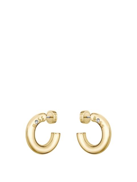 GOLD-TONE HOOP EARRINGS WITH LOGO DETAIL