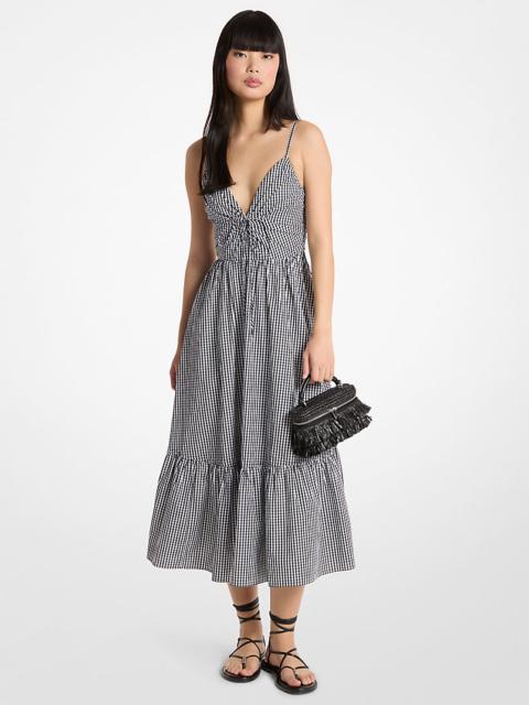 MICHAEL KORS Gingham Cotton Midi Dress