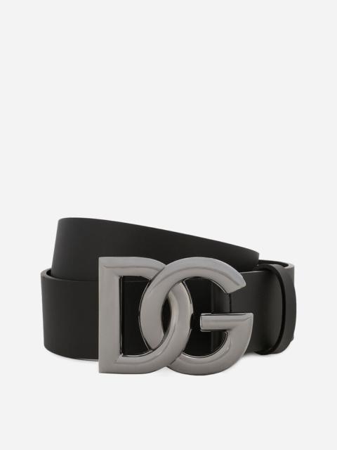 Lux leather belt with crossover DG logo buckle