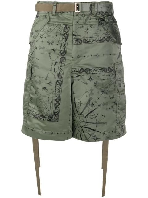 sacai cosmic print cargo shorts