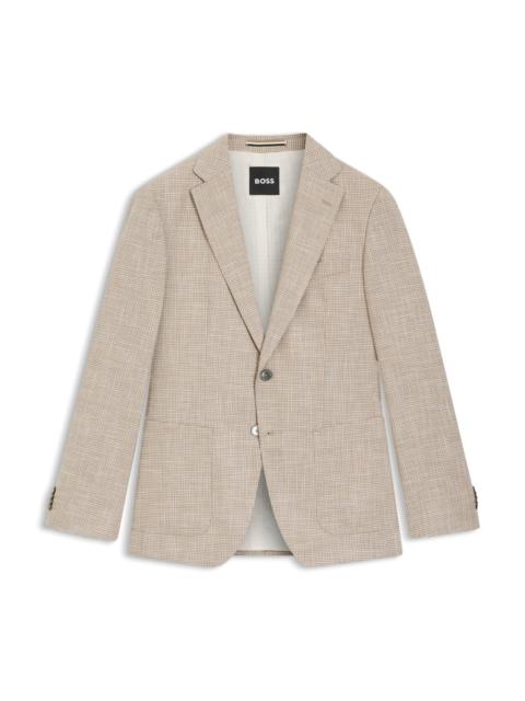 BOSS CHECKED REGULAR-FIT JACKET IN COMFORT-STRETCH CLOTH