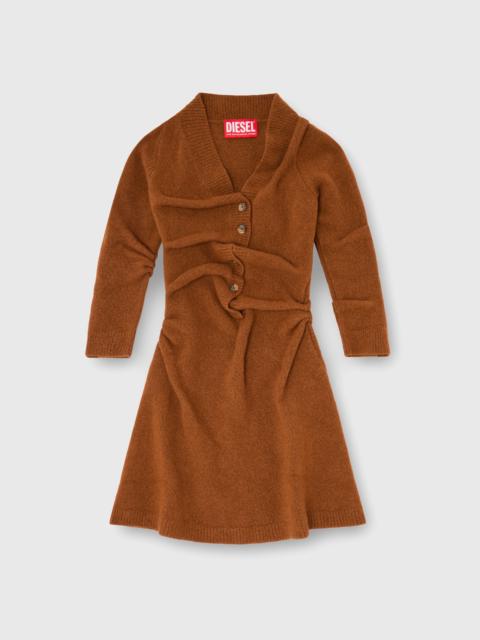 Diesel SHORT CARDIGAN DRESS IN WRINKLED BOILED KNIT