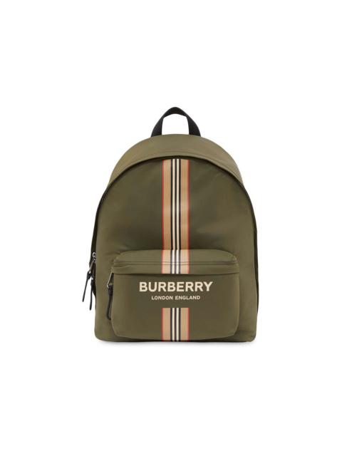 Burberry Burberry Logo and Icon Stripe Backpack Green/Beige