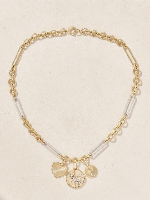 FOUNDRAE Resilience, Balance And Radiating Heart 18-karat Yellow And White Gold Diamond Necklace