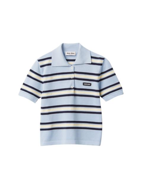 striped knitted cotton polo shirt