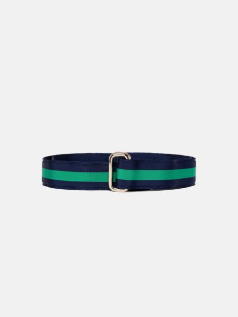 J. PRESS MADE-IN-USA NAVY & GREEN STRIPED GROSGRAIN RIBBON BELT
