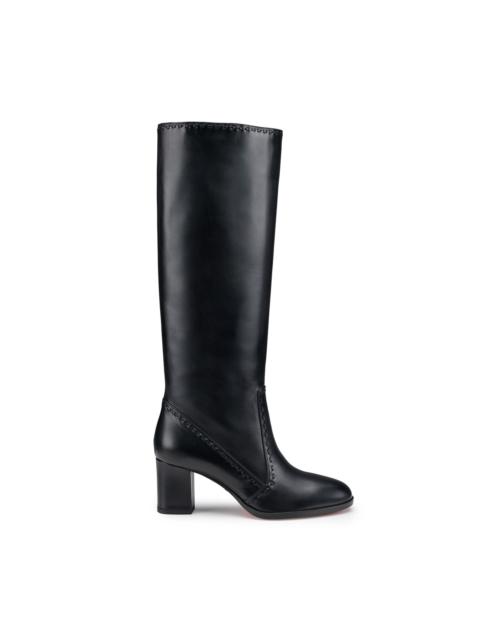 Santoni Women's black leather mid-heel boot