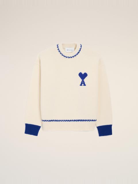 AMI Paris WHITE WOOL AMI DE COEUR CREWNECK SWEATER