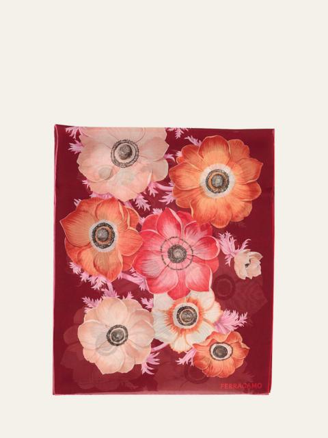 FERRAGAMO Floral-Print Silk Scarf