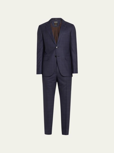Men's Centoventimila Wool Plaid Suit