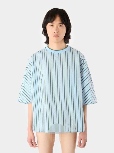 SUNNEI KIMONO T-SHIRT / green & blue stripes