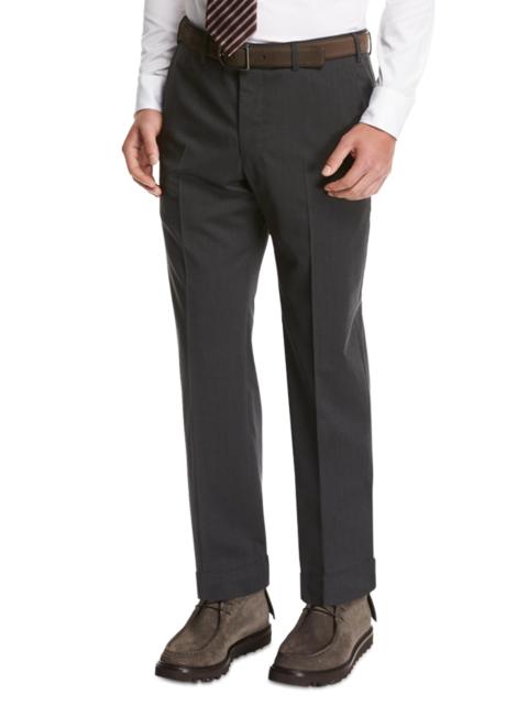 GIORGIO ARMANI Men's Crease-Front Wool Trousers - Multi