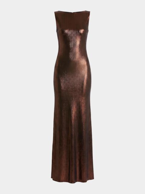 MAC DUGGAL Metallic Cowlneck Mermaid Gown