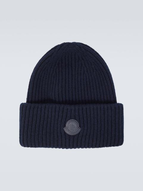 Moncler Leather-trimmed cashmere beanie