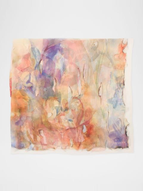 Alexander McQueen Painted Flora Silk Scarf