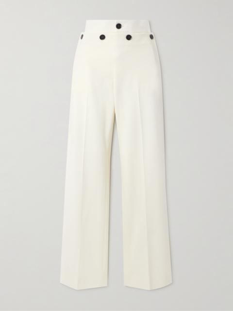 Proenza Schouler Oliver Button-embellished Wool-blend Gabardine Wide-leg Pants