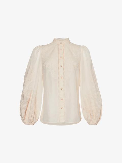 Ottie floral-embroidered linen shirt