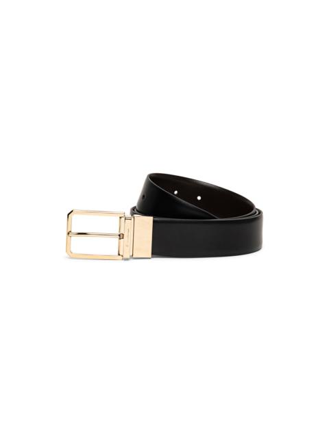 Reversible and adjustable black and brown leather belt