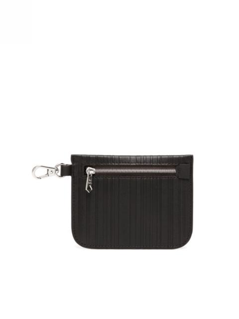striped leather coin purse