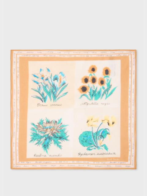 Paul Smith Ecru 'Floral Scarf' Print Pocket Square