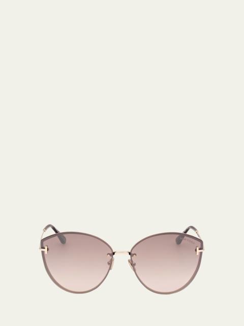 TOM FORD Evangeline Metal Cat-Eye Sunglasses