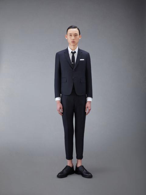 Thom Browne CHARCOAL GREY SUPER 120S TWILL HIGH ARMHOLE SUIT WITH TIE AND LOW RISE SKINNY TROUSER