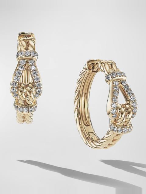 DAVID YURMAN Thoroughbred Loop Hoop Earrings with Diamonds in 18K Gold, 7mm, 0.75"