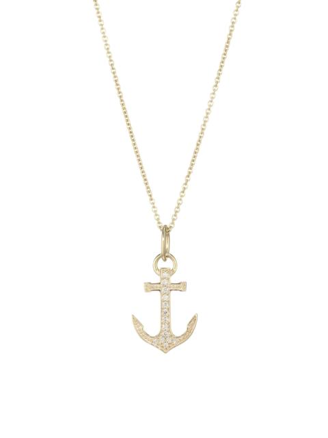SYDNEY EVAN Women's 14K Yellow Gold & Diamond Small Pavé Anchor Charm Necklace - Gold
