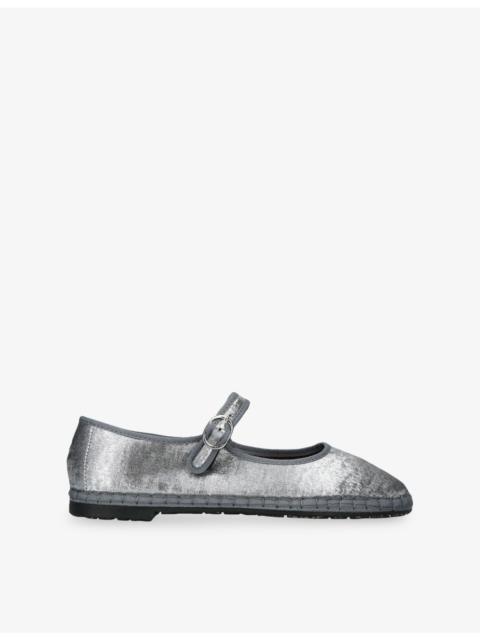 FLABELUS Lavinia Velvet Mary-Jane Flats