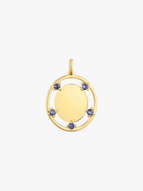TOUS 18K solid gold medallion Pendant with iolites TOUS Basics