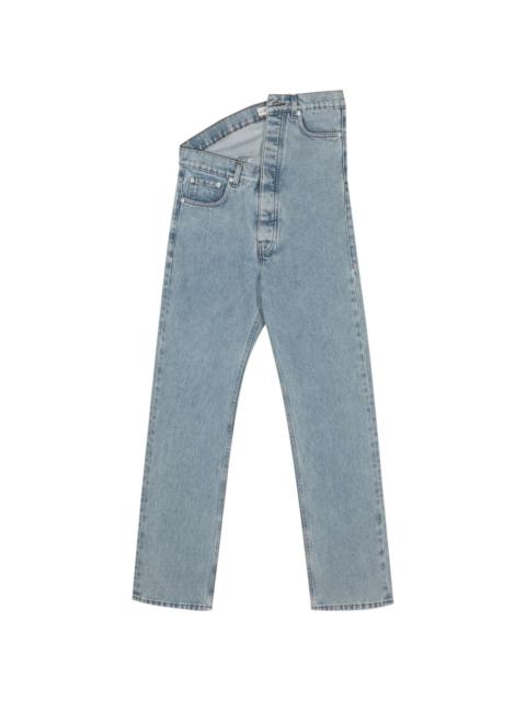 asymmetric organic-cotton jeans