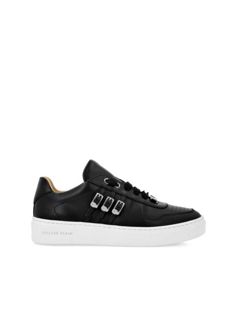 skull-charm nappa-leather sneakers