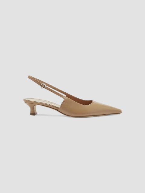 Aeyde Women's Catrina Leather 35MM Kitten-Heel Slingback Pumps - Beige