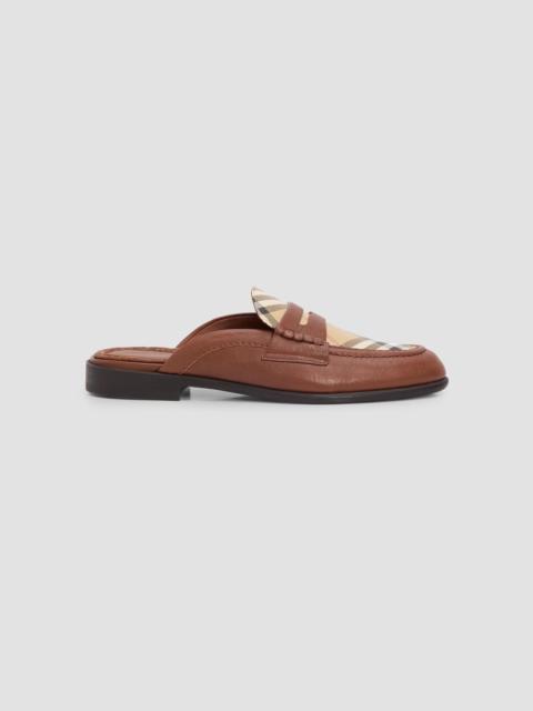 Burberry Women's Opal Leather Check Mules - Tobacco Archive Beige