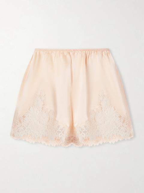 DÔEN Iona Lace-trimmed Silk-satin Shorts
