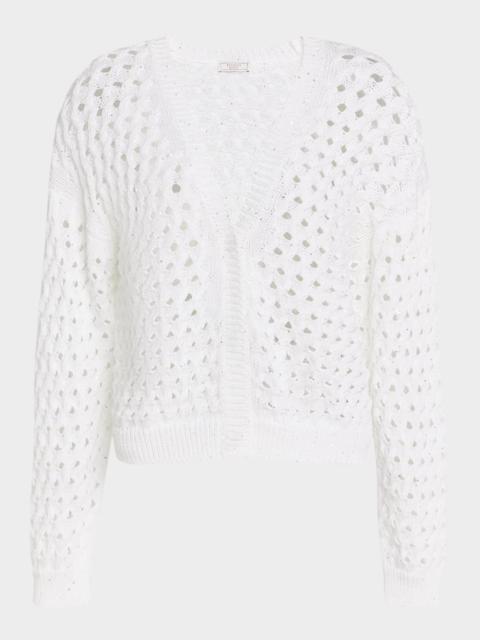 PESERICO Open-Knit Sequin Cardigan