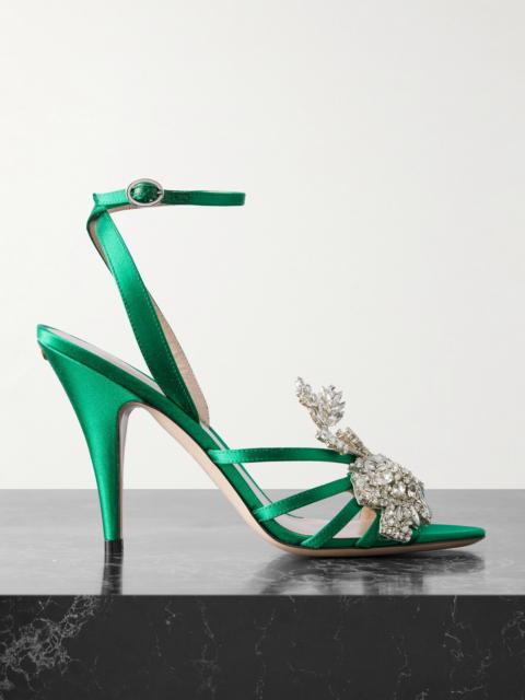 Valentino Ladycrush 100 Crystal-embellished Satin Sandals