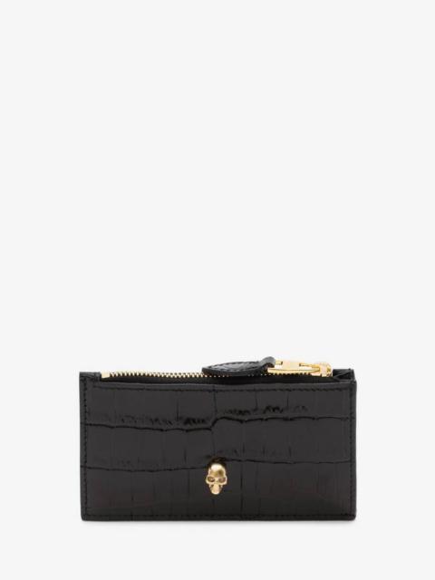 Alexander McQueen Women's Skull Zipper Card Holder in Black