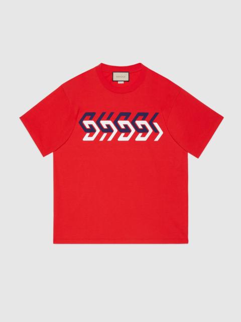 Cotton jersey T-shirt with Gucci mirror print