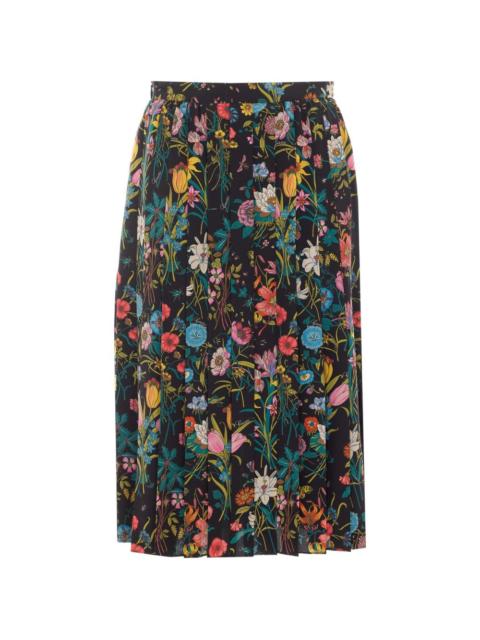 GUCCI printed silk midi skirt