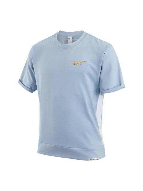 Nike Nike Colorblock Cartoon Small Label Sports Training Round Neck Short Sleeve Blue DV3201-425