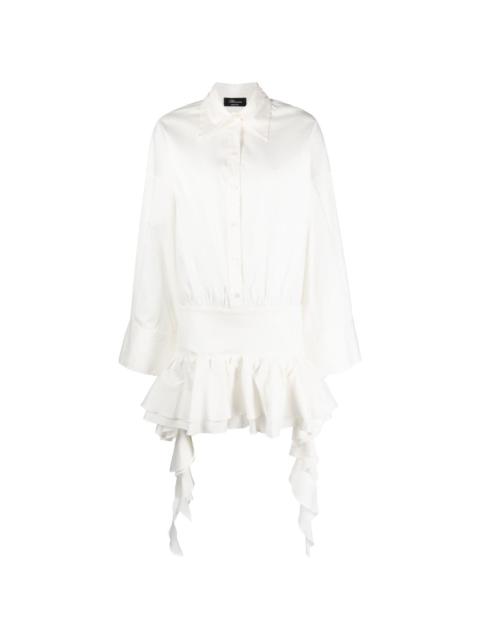 dropped-waist ruffled shirtdress