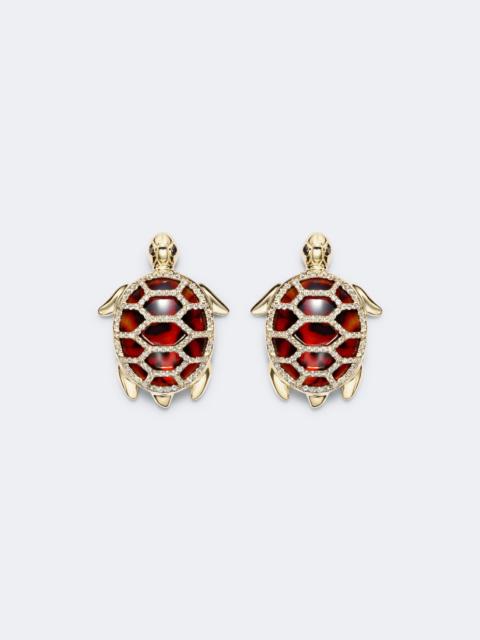 Yvonne Léon Tortue 9kt gold earrings with diamonds and resin