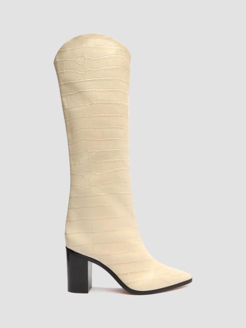 SCHUTZ Women's Maryana Croc-Embossed Leather Boots - White