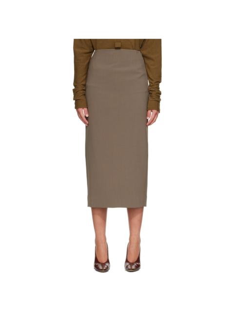 MUGLER Taupe Pencil Midi Skirt