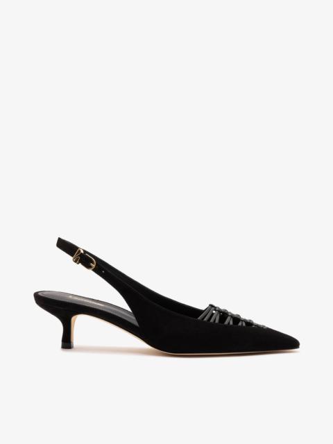 Larroudé Nara Pump In Black Suede and Leather