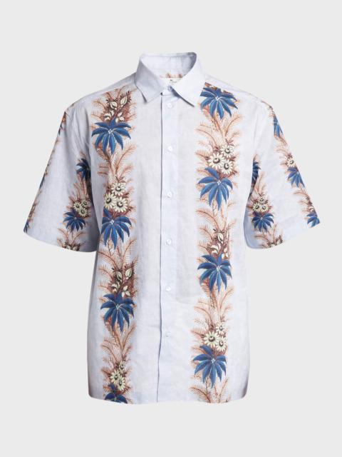 Men's Floral Stripes Button-Down Shirt