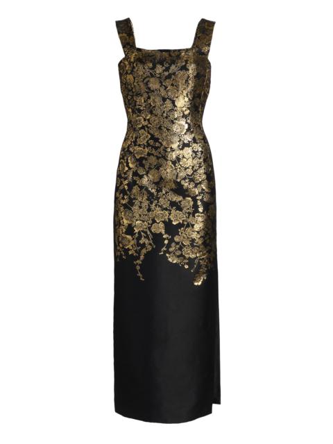 ADAM LIPPES Women's Floral Brocade Shealth Dress - Black Gold